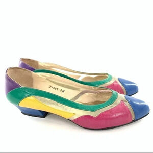 Florshein womens heels size 8 multicolored leather vintage 80s kidcore clown